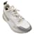 Stella Mc Cartney Stella McCartney Eclypse Weiß / Silberne Metallic-Sneaker aus Leder mit Glitzerdetail und dicker Sohle zum Schnüren  ref.938512