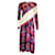 Givenchy schwarz / Elfenbeinfarbenes, asymmetrisch gestreiftes, langärmeliges Krepp-Midikleid mit mehreren Blumenmustern Mehrfarben Viskose  ref.938662