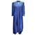 Robe mi-longue en satin jacquard fleuri bleu roi High Viscose  ref.938764