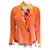 Chanel Orange Multi Vintage 2000 Silk Trimmed CC Logo Button Open Front Silk Lined Wool Jacket  ref.938804