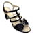 Sandália de cetim com detalhe de laço enfeitado com pérola negra Chanel Preto Lona  ref.938809