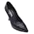 Sapatos de couro pretos Chanel bico fino e salto alto  ref.938811