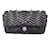 Chanel Classic Flap 2007 Bolso de hombro plisado de piel de cordero negra Negro Cuero  ref.938852