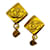 Chanel Gold Tone 1996 Logo Drop Clip On Earrings Golden Metal  ref.938880
