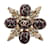 Chanel 2013 Broche incrustée d'émail et de strass bordeaux Métal Doré  ref.938909