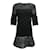 Chanel negro / Color gris 2013 Tweed y Cuero con 3/4 Vestido de cóctel de manga  ref.938931