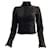 Schwarze Chanel-Jacke mit Stehkragen und Kamelienknöpfen Wolle  ref.938959
