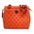 Bolsa de ombro acolchoada de couro de cordeiro laranja vintage Chanel com ferragens de acrílico tartaruga  ref.939059