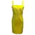 Robe de cocktail en crêpe de soie jaune sans manches à encolure carrée Chanel  ref.939064