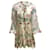 Chloé Ivoire Robe décontractée courte en soie à manches longues et imprimé floral à col noué Multicolore  ref.939084