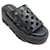 Casadei Black Leather Perforated Nexus Platform Slide Sandals  ref.939165