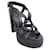 Casadei Black Woven Raffia Platform Sandals Leather  ref.939175