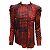 Vionnet Paris Blusa de seda de manga larga roja y negra
