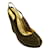 Yves Saint Laurent 'Myranda' Olive Green / Gold Metallic Leather Trimmed Peep Toe Slingback Suede Platform Wedge Shoes  ref.939233