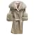 Autre Marque Fleurette Fawn Belted Fox Fur & Wool Coat Beige  ref.939289