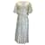 Autre Marque Gül Hurgel Blanc / Robe mi-longue verte en lin à imprimé floral et ceintures multiples Multicolore  ref.939336