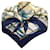 Hermès bleu marine / Foulard carré en sergé de soie à imprimé passementerie ivoire  ref.939375