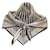 Hermès Hermes Paris Taupe / Nicht-gerade weiss / Grau bedruckter quadratischer Schal aus Seidentwill  ref.939385