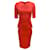 Autre Marque Vestido de cóctel de crepé con péplum y detalle de botones rojos de Safiyaa Roja Poliéster  ref.939461