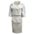 Chanel Grau-weißes Lochkleid mit Jacke Polyester  ref.939473