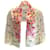 Chanel Elfenbein / Rosa / Roter, mehrfarbig bedruckter, großer Schal aus Kaschmir und Baumwolle Mehrfarben  ref.939484