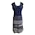 Chanel navy / White Knit Short Casual Dress Blue Viscose  ref.939494