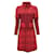 Chanel Roter Tweed-Mantel mit Reißverschluss vorne Baumwolle  ref.939532