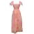 Autre Marque Richilene Pink Vintage Flutter Sleeve Floral Dress con costuras doradas Rosa Seda  ref.939582