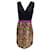 Giambattista Valli Black / Magenta / Tan Leopard Printed Sleeveless V-Neck Cocktail Dress Multiple colors Cotton  ref.939610