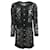 Gucci Black / Gold GG Logo Button Long Sleeved Lace Knit Cocktail Dress Synthetic  ref.939665