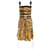 Dolce & Gabbana Gold / Black Animal Print Sleeveless Dress with Drawstring Hem Golden Cotton  ref.939781