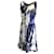 Oscar de la Renta Blue / White Printed Sleeveless Silk Dress  ref.939814
