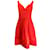 Oscar de la Renta Vestido de brocado de damasco de seda acampanado sin mangas con cinturón rojo Roja  ref.939831