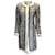 Oscar de la Renta White / Black Lace Overlay Snap Front Boucle Knit Coat Wool  ref.939837