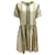 Autre Marque Péro Ivory Multi Striped Short Sleeved Handmade Cocktail Dress Multiple colors Cotton  ref.939855