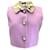 Gilet in maglia bouclé di tweed con collo in pelle con stampa pitone lilla Alessandra Rich Porpora Lana  ref.939900