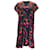 Paul Smith Black / Red / Purple Multi Floral Printed Short Sleeved V-Neck Midi Dress Multiple colors Polyester  ref.942225