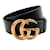 Gucci Cinto Largo de Couro Preto com Fivela Dourada Logotipo GG  ref.942234