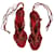 Chanel Sandalen Rot Golden Samt Satin Seil  ref.943433