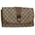 GUCCI GG Canvas Web Sherry Line Clutch Bag PVC Leather Beige Green Auth 43092  ref.943819