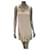 Chanel Spring 2010 Vestido beige con piezas de cuero de tweed Algodón  ref.944619