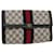 GUCCI GG Canvas Sherry Line Clutch Bag PVC Leather Gray Red Navy Auth yk7169 Grey Navy blue  ref.944809