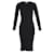 RE/Done Ribbed Knit Fitted Long Sleeved Midi Dress in Black Cotton  ref.947038