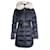 Manteau Prada en duvet bordé de fourrure en nylon bleu marine Polyamide  ref.947230