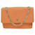 VINTAGE CHANEL CLASSIC TIMELESS HAND BAG WITH FLAP CANVAS JERSEY HAND BAG Orange Cloth  ref.949375