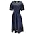 Marni Navy Blue Short Sleeved Flared Jersey Midi Dress Cotton  ref.950848