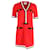 Vestido de debrum listrado Gucci em viscose vermelha Fibra de celulose  ref.951682