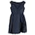 RED Valentino Garavani Sleeveless Scalloped V-Neck Mini Dress in Navy Blue Polyester  ref.952049