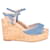 Stuart Weitzman Palmina Platform Wedge Sandals in Blue Canvas Cloth  ref.952107