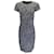 Michael Kors Collection Navy Blue / white / Black Floral Printed Short Sleeved Cady Midi Dress Viscose  ref.952806